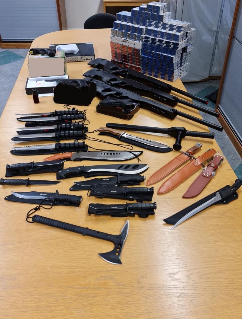 Longford gardai seize weapons and illegal cigarettes
