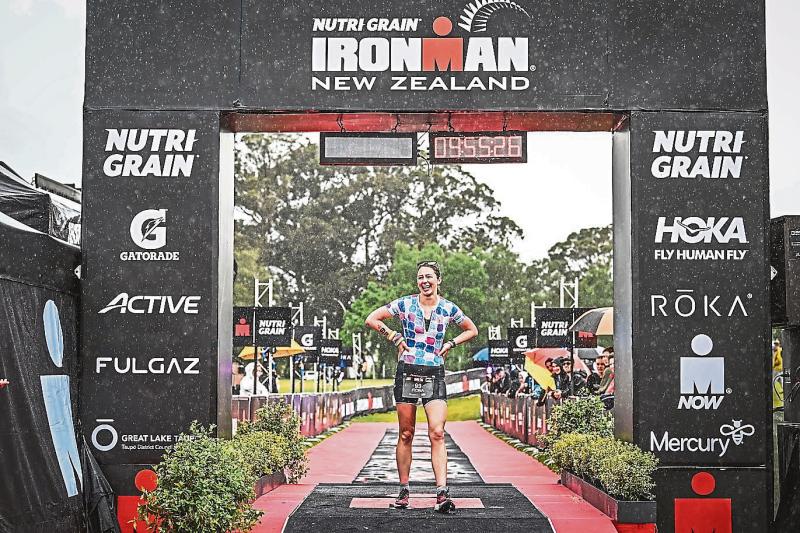 Abbeylara's Fiona Gallagher at the finish line of Ironman New Zealand