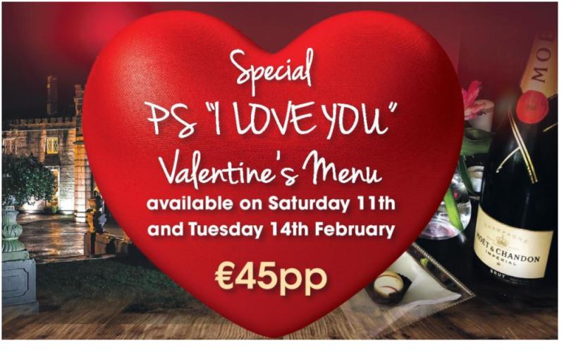 Celebrate Valentine's Day with your loved one at the Abbey Hotel Roscommon
