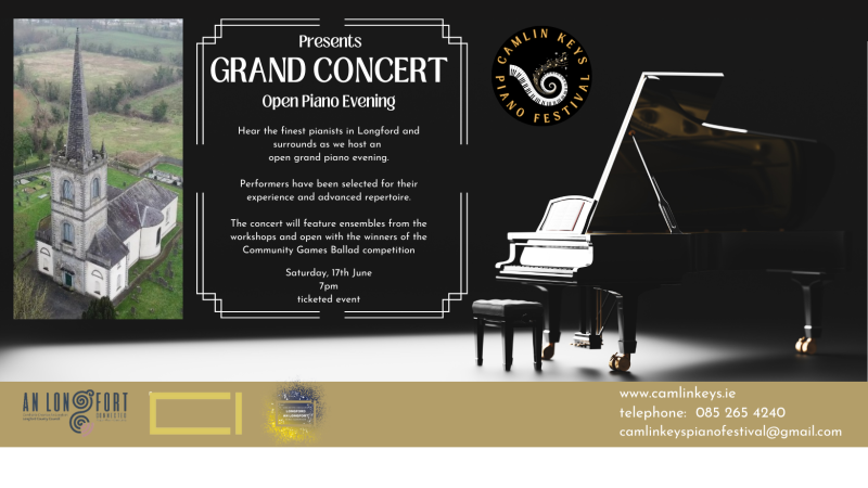 Invitation to play the concert grand piano at Longford's Camlin Keys Piano Festival