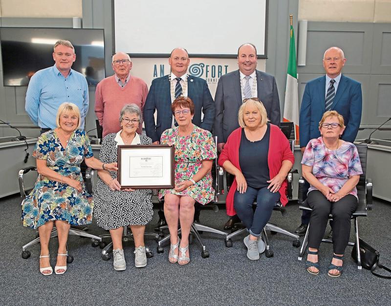 Members of the committee for The Hillside Club, Ballinalee pictured with Senator Micheál Carrigy, Longford County Council Cathaoirleach Cllr Turlough McGovern, Granard Municipal District Cathaoirleach