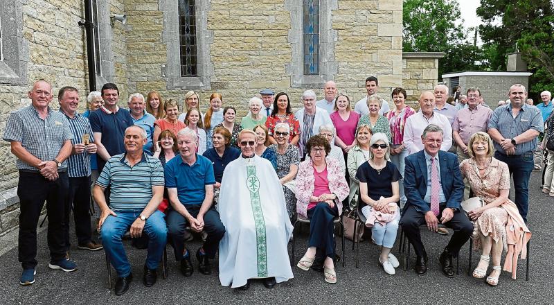 Fr Pat pictured with a group from Ardagh Parish who travelled over for his Golden Jubilee Mass in St Mary's Church, Legga, last Sunday followed by  a series of presentations  in the Latin School