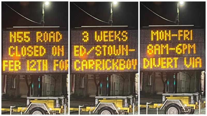 ALERT | Longford motorists urged to note that N55 will be closed for three weeks