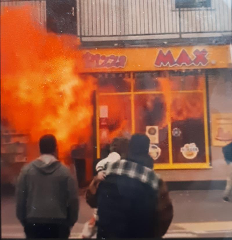 Two men are being treated for injuries after Longford pizzeria blaze