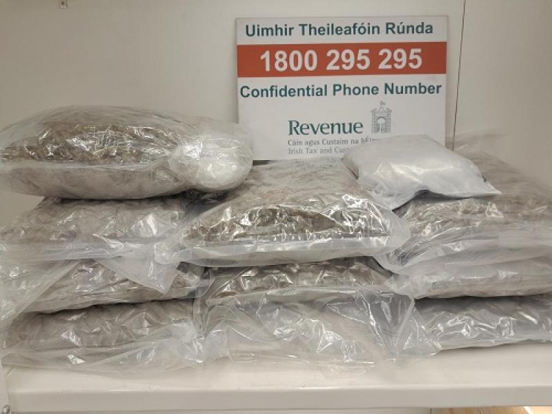  The seizure of 11.5kgs of herbal cannabis and 1kgs of amphetamines (with a combined estimated value of almost €246,000) by Revenue officers examining parcels last week. 
