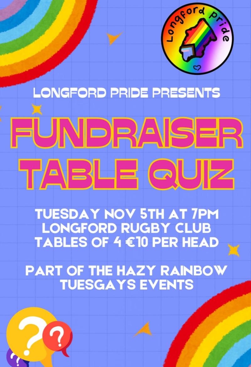 Table quiz fundraiser being hosted to support Longford Pride festival 2025