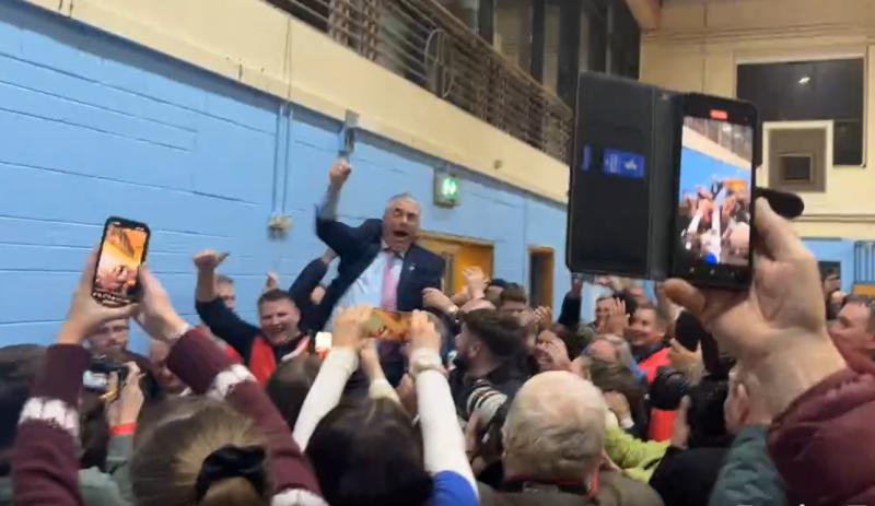 WATCH | Ecstatic Kevin  'Boxer' Moran elected to Dáil on count 14 in Longford Westmeath and shouts 'I'm back'