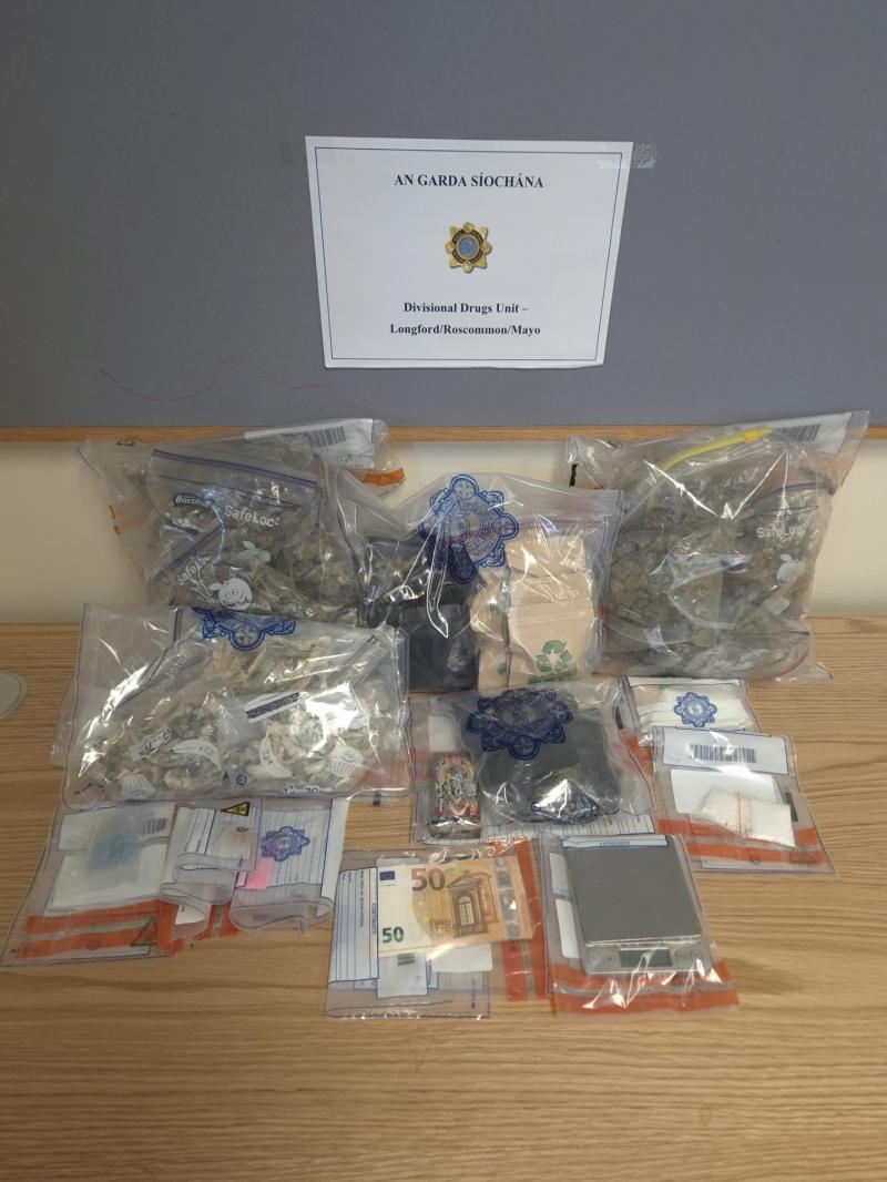Man arrested as Longford Roscommon Garda Drugs Unit seize over €33K of suspected drugs 
