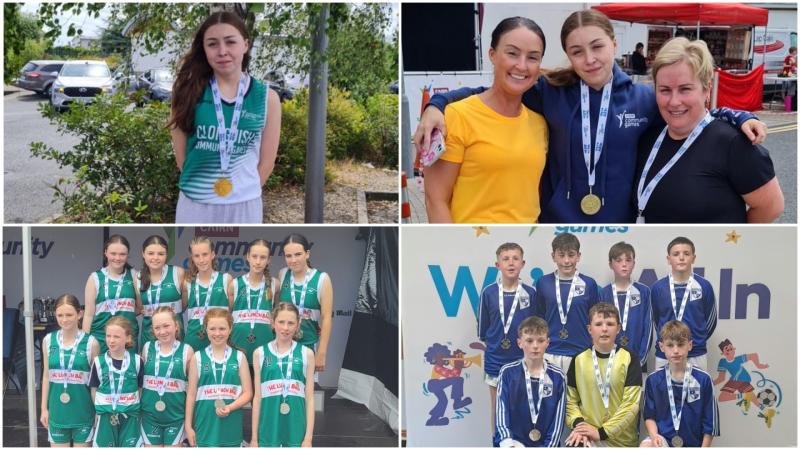 Clonguish celebrating Community Games national success in swimming, basketball and soccer