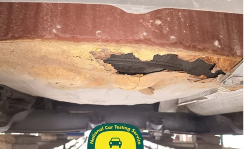 The NCT published a photo of an eight-year-old car with a completely rusted underside