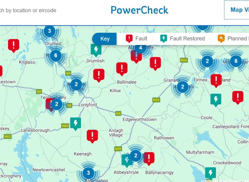 Power outages across county Longford as Storm Amy causes substantial damage