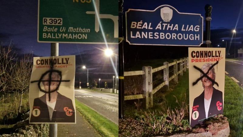 Connolly's 'illegal' Longford posters vandalised with target symbol 