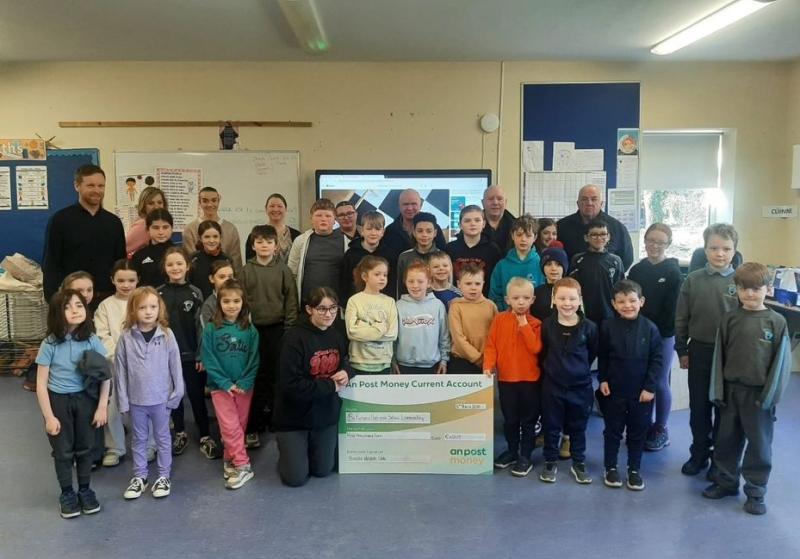 Lovely gesture: Streete Wildlife Club presents cheque for &euro;4,000 to local national school