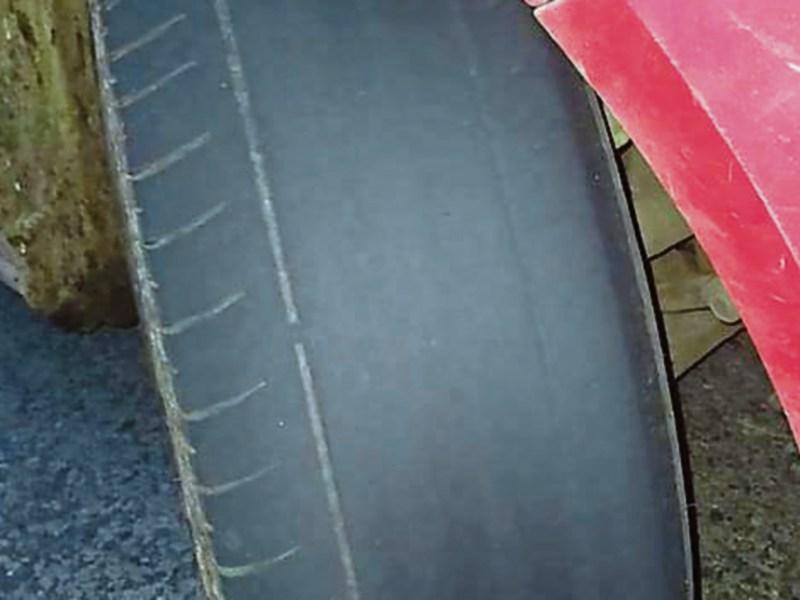 Fined after being found driving in Longford with a bald tyre
