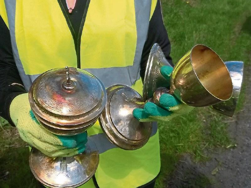 Stolen chalices discovered by Tidy Towns volunteers on Newtownforbes Spring Clean-up
