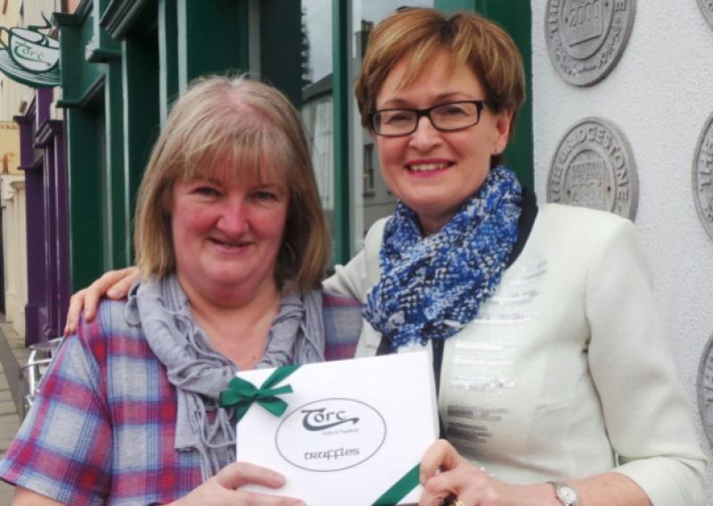 Mairead McGuinness MEP (right) pictured with Ruth McGarry-Quinn of Torc Cafe & Food Hall during a visit to Longford town last week.