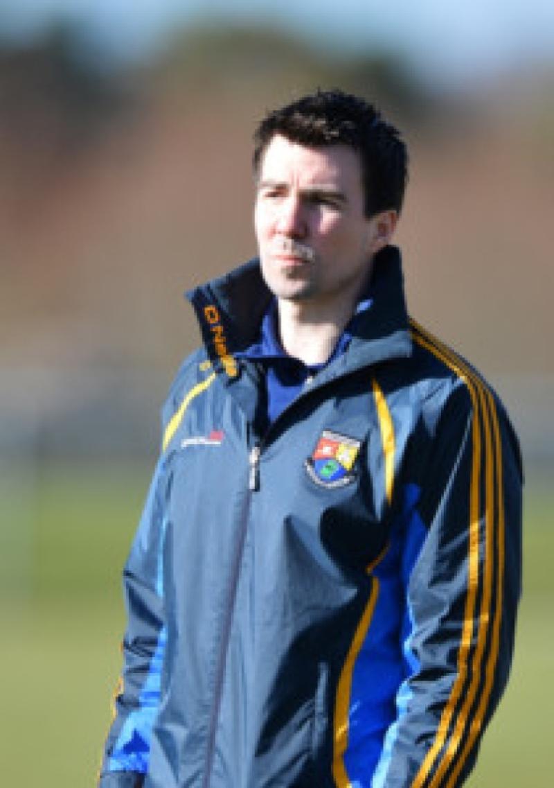 Cnoc Mhuire Granard manager James Carroll looks on during the Leinster Vocational Schools Senior A Football Championship Final on Saturday last at the St. Loman's grounds Mullingar.