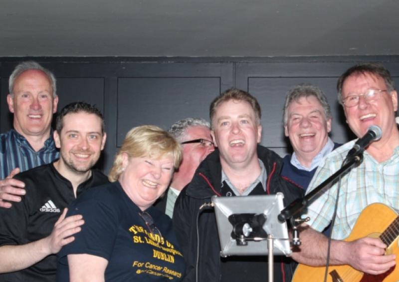 Ann Jackson with musicians Seamus Farrell, David Flaherty, Pascal Flaherty, John Kelly, Sean Hussey and Brian Ross.