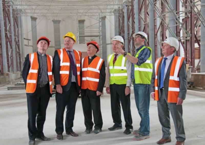 Fr Tom Healy, James Bannon TD, Bishop Colm O'Reilly, Minister Jimmy Deenihan, Ronan Moore, Seamus Butler. Photo: Shelley Corcoran
