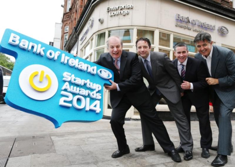 At the launch of the Bank of Ireland Startup Awards are leading Irish entrepreneur, Dragons Den and Startup Awards judge Gavin Duffy; Stephen Dillon, Founder of Startups.ie; Damien English, TD and Gerry Prizeman, Head of Enterprise Development at Bank of Ireland.
