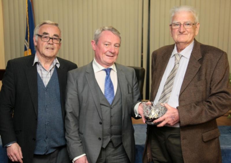 Pictured at a recent Tidy Towns award ceremony are Longford Tidy Towns Chairperson Andy ODowd, Cllr Seamus Butler, and President of Longford Tidy Towns Noel McGeeney. Photo: Shelley Corcoran
