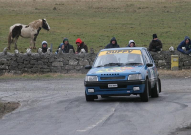Longford driver Colin Duffy and co-driver Sam Johnston pictured in their Peugeot 205.