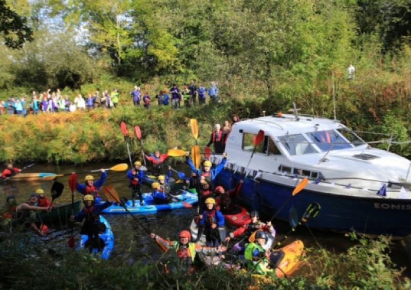Boaters, kayakers, and walkers enjoying the new Shannon Blueway.