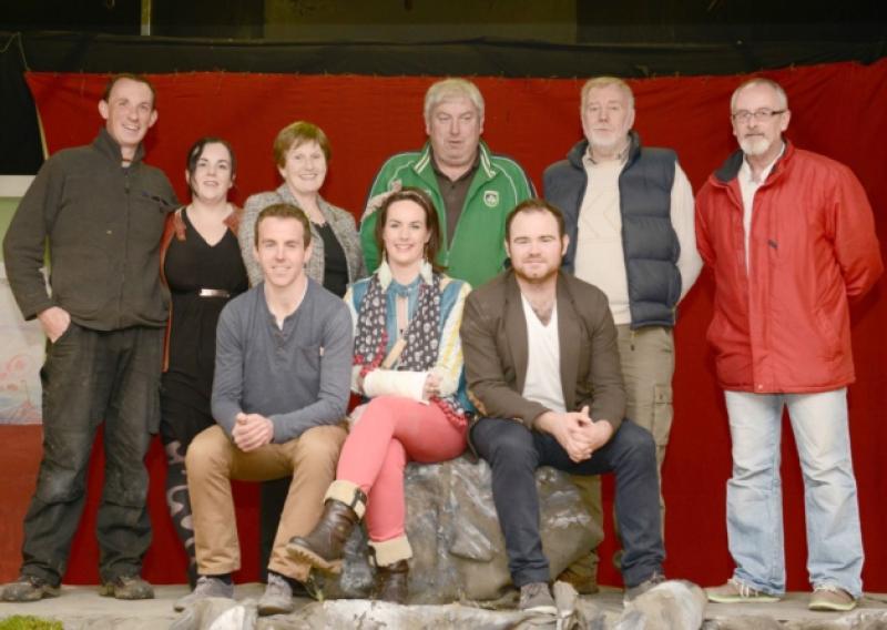 The Newtowncashel Drama Group One Act production team and cast of Cliffs Edge who take to the stage at Bog Lane Theatre, Ballymahon this Sunday, November 16. Front row l to r; three cast members David Hanley (who plays Gary and is also the Drama Group Chairperson) Sile Delaney (who plays Sue) and Conan Casey (who plays Cliff). Back; Kevin Casey, Tara Healy, Catherine Gallagher, Liam Fallon, Larry Gallagher and Dermot Healy (Producer).