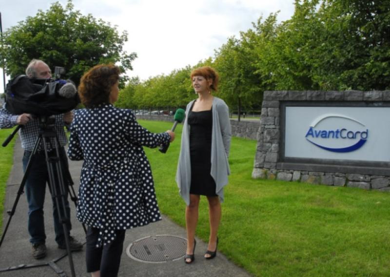 Cllr Sinead Guckian speaks to RTE's Eileen Maguire following last Thursday's devastating jobs blow to Carrick-on-Shannon.