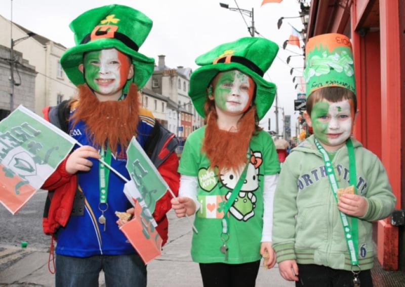 Cian, Rionagh and Ruadhan McCormack celebrating St Patrick's Day 2013 in Longford. Photo by Shelley Corcoran