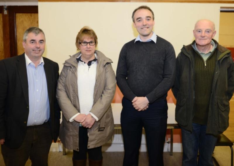 At last week's Asian clam meeting in Lanesboro were Kevin 'Boxer' Moran, Tina Adams, Jomes Fogarty, and Vincent Hickey. Photo: Declan Gilmore