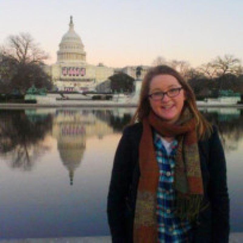 Siona Cahill pictured in Washington DC before the Presidential Inauguration.