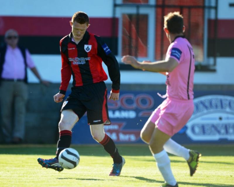 Gary Shaw on the ball for Longford Town against Wexford Youths on Saturday evening last at City Calling Stadium in the League of Ireland First Division. Photo: Ray Donlon