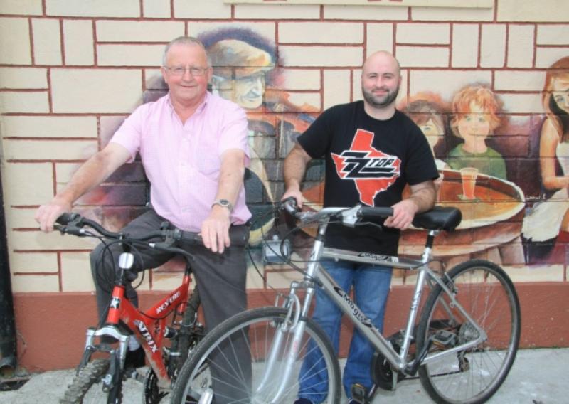 Tom and Derek Kelly pictured launching the 10k Family Fun Cycle in aid of the Longford branch of the Multiple Sclerosis Society of Ireland. Photo: Michelle Ghee. www.gphotos.ie