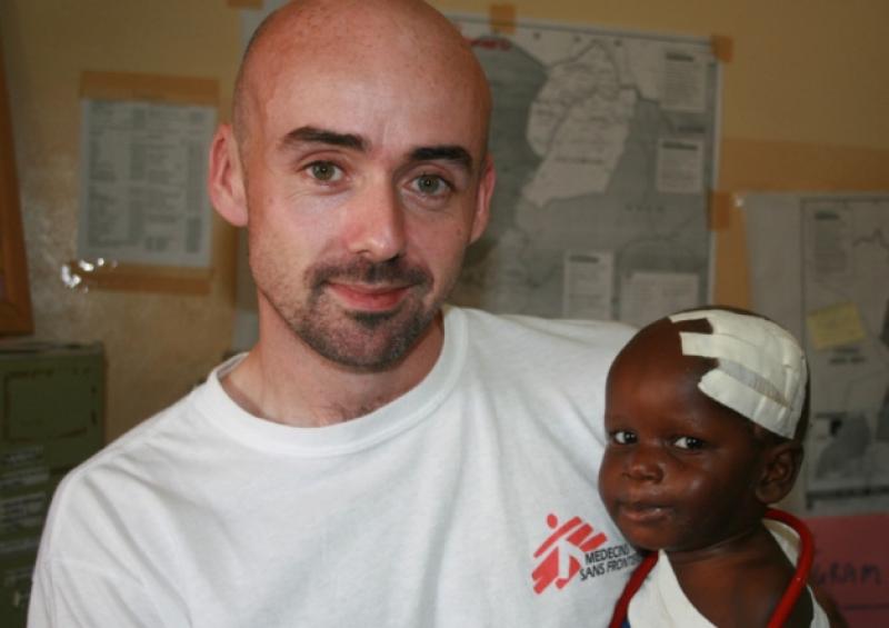 Longford's Dr Declan Barry, pictured with baby Patrick in Uganda, is this week working in Akkrad in northern Syria as Medical Team Leader with M�decins Sans Fronti�res.