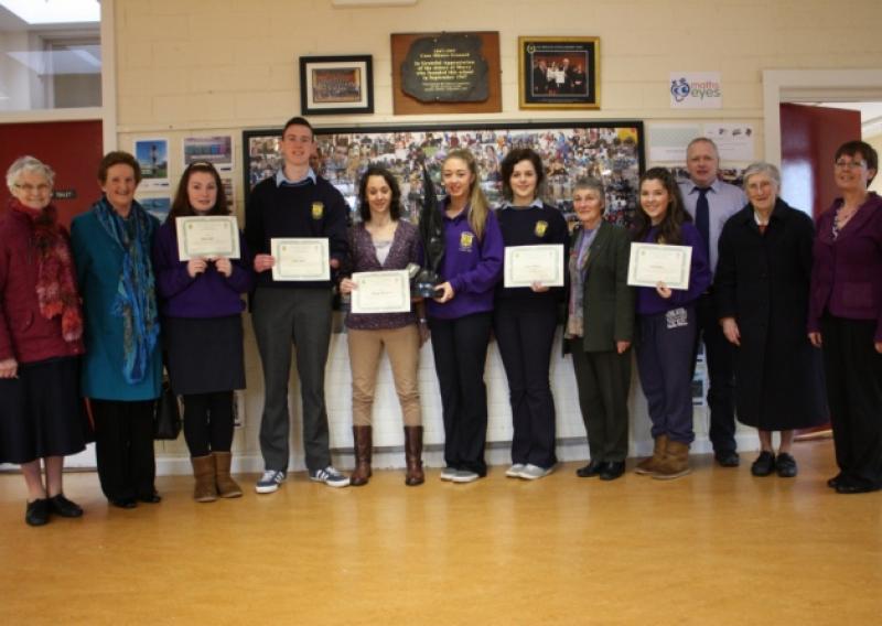 Sr Assumpta Keane, Mrs Frances Monaghan, Siobh�n Hynes, Jonathan English, Laura Doherty, Bernice Masterson, Laura Callaghan, Sr Maeve Brady, Danielle Kane, Mr Frank Devine, Sr Reena Dawson, Ms Moira Mahon (Principal).