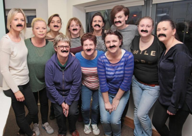 Bridie Corcoran, Cathy Kelly, Iveta Sproge, Ellen Kena, Frankie Doran, Maija Lejniece, Pauline Murphy, Cathy Murphy, Aoife O'Rourke, Ziedune Cepanonyte, Catriona Doherty get in on the Movember action at Tool & Plastic Co. Photo: Shelley Corcoran