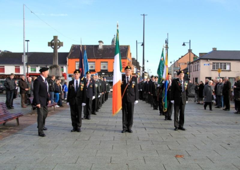 Members of ONE and IUNVA during the Rememberance Day commemoration at the Market Square in Longford. Photo: Michelle Ghee. www.gphotos.ie