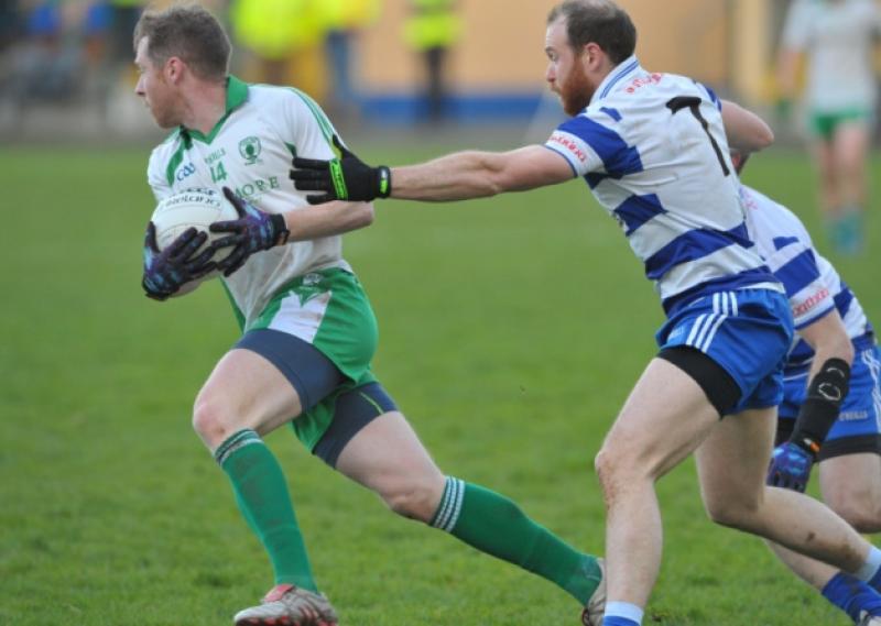 Among the All-Star nominees is Killoe's Sean McCormack, pictured here on the attack against Navan O'Mahonys in the recent Leinster Club Senior Football Championship quarter-final at Glennon Brothers Pearse Park. Photo: Declan Gilmore