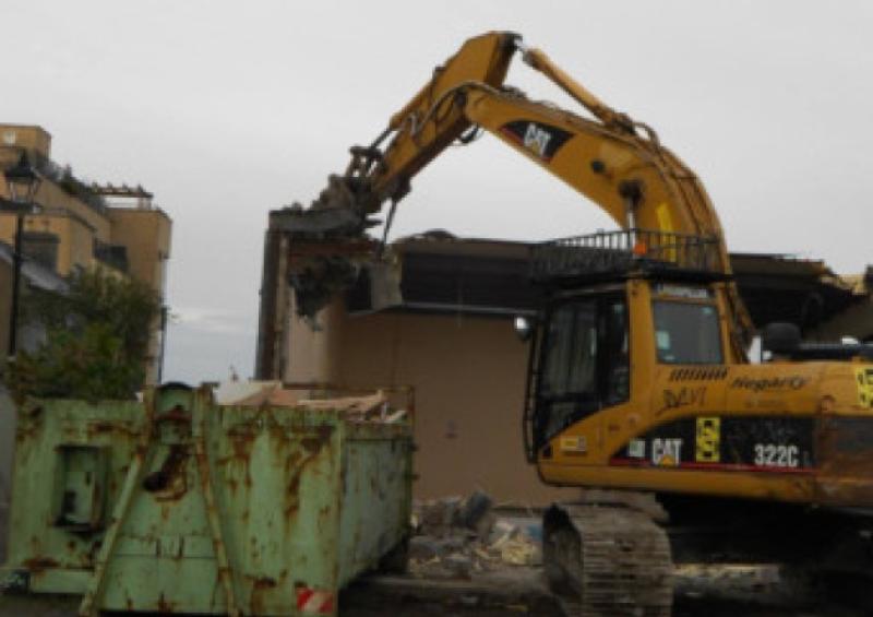 Demolition work getting underway at the old Longford Swimming Pool at the Market Square last week. Photo: Noel McGeeney