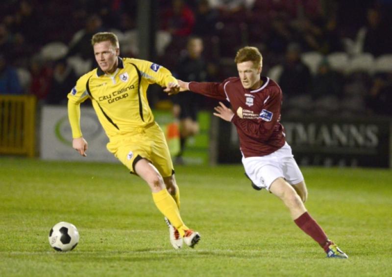 Peter Hynes pictured in action for Longford Town against Galway FC in the Airtricity League First Division game at Eamon Deacy Park on Friday night last. Photo: Declan Gilmore