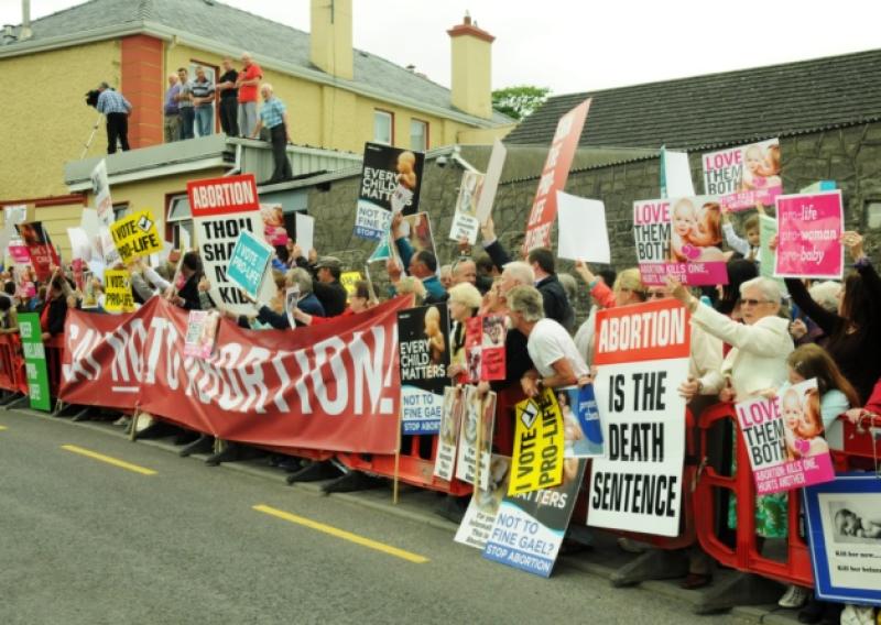 A sectio of the large group of abortion protesters in Ballinalee(photo Declan Gilmore)
