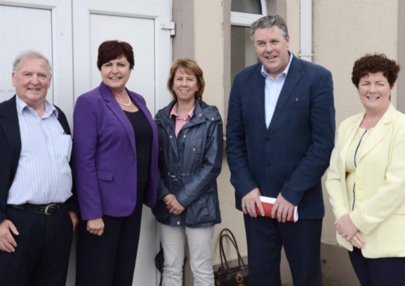 Hugh Kane, Minister Anne Phelan TD, Cllr Orla Layden, Ciaran Mullooly, and Una Ni Chuinn at St Mary's Hall in Lanesboro. Photo: Declan Gilmore