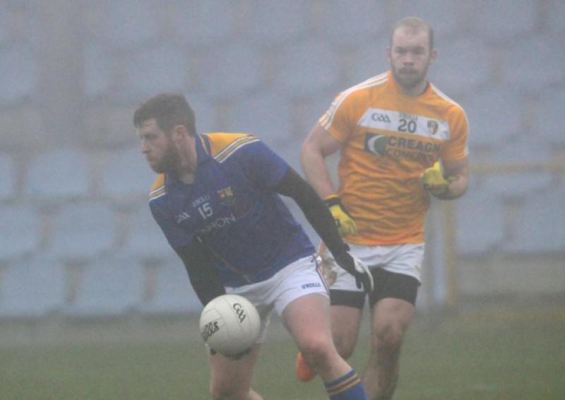 Sean McCormack on the ball for Longford against Antrim in the National Football League Division 4 game at Glennon Brothers Pearse Park.  Pic: Declan Gilmore