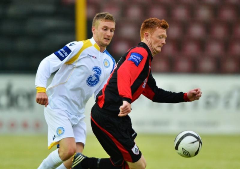 Gary Shaw on the attack for Longford Town against Waterford United during the League of Ireland First Division on Saturday evening last at City Calling Stadium. PIC: RAY DONLON