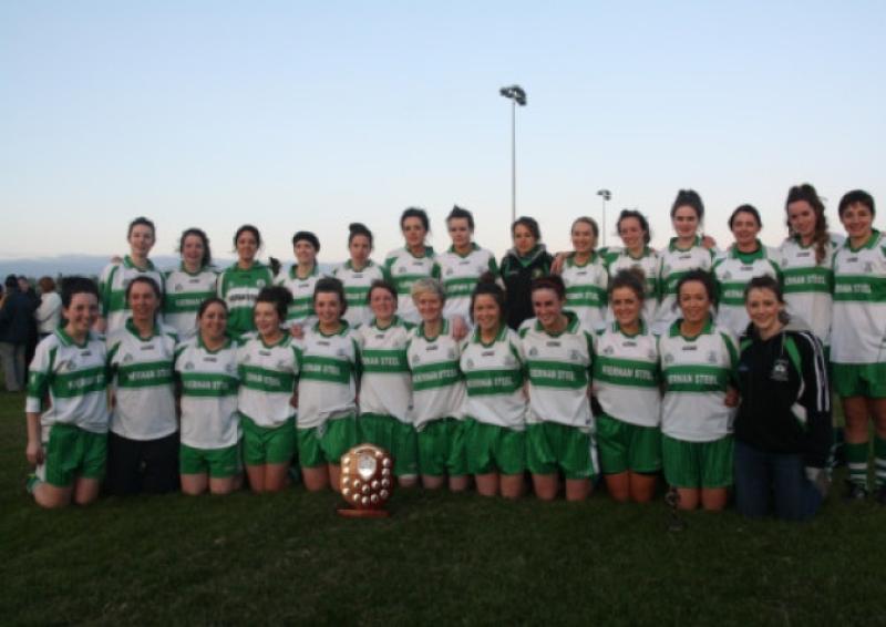 The Killoe ladies senior football squad pictured after winning the Leinster League Final at the Kilcock GAA grounds on Friday evening last. Photo: Charles Canning