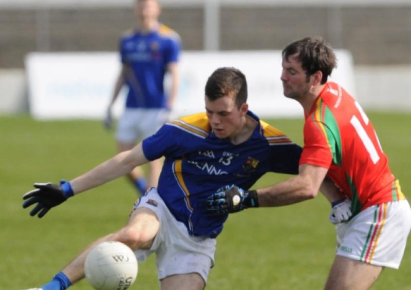 Ross McNerney on the ball for Longford against Carlow in the National Football League Division 4 game at Dr Cullen Park on Sunday last. Photo: Declan Gilmore