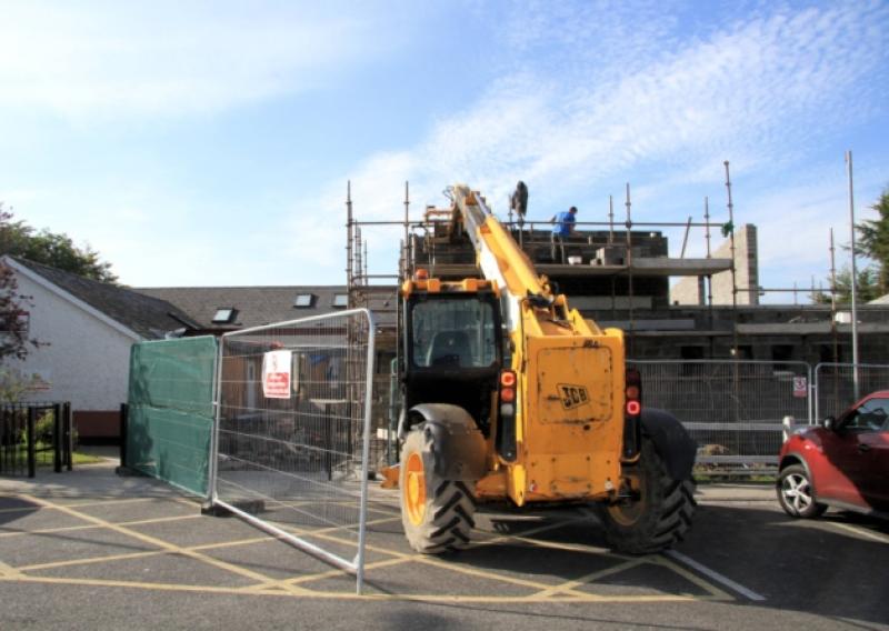 Construction work at Drumlish National School earlier this week. Photo: Michelle Ghee. www.gphotos.ie