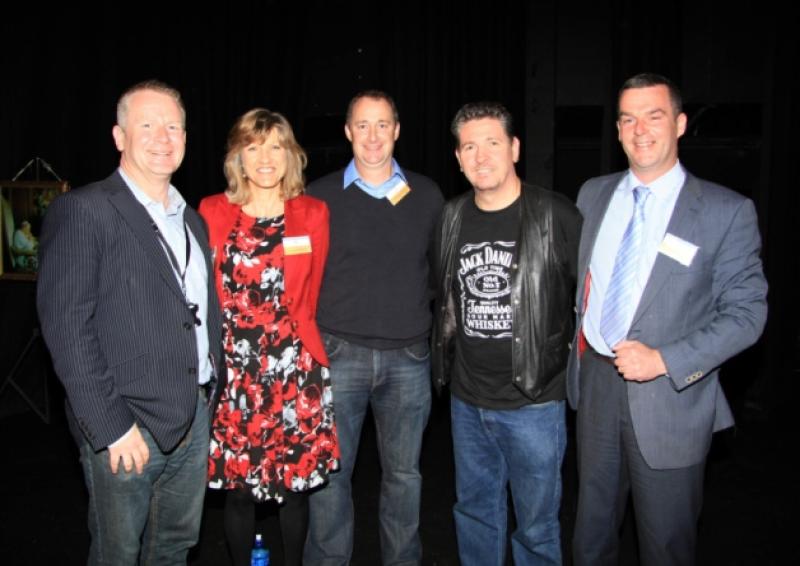 Paul Nugent (Exchange House Travellers Service), Josephine Rigney (HSE Suicide Prevention Resource Officer), Anthony O'Prey HSE Health Promotion Officer), Michael Collins (actor/playwright) and Eddie Ward (National Health Project Manager pictured at Backstage Longford). Photo: Michelle Ghee www.gphotos.ie