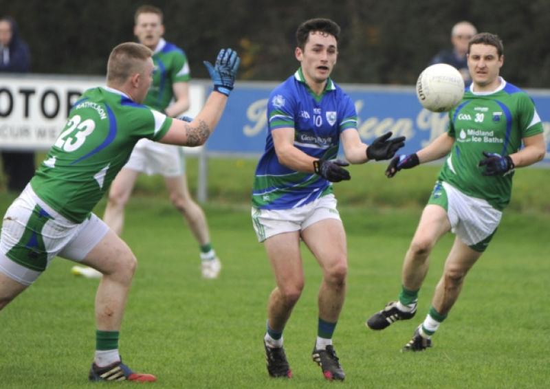 Action from the Rathcline v Glynn-Barntown Leinster Club Intermediate Football Championship quarter-final at the Killurin grounds on Sunday last.  Photo: Jim Campbell